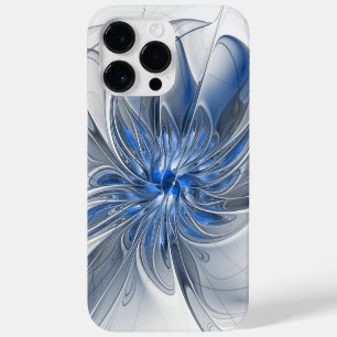 Abstracte blauwgrijze aquarel fractale kunst bloem Case-Mate iPhone 14 pro max hoesje