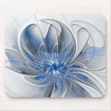Abstracte blauwgrijze aquarel fractale kunst bloem