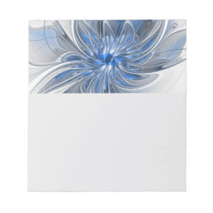 Abstracte blauwgrijze aquarel fractale kunst bloem notitieblok