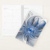 Abstracte blauwgrijze aquarel fractale kunst bloem planner (Display)