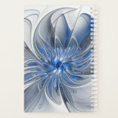 Abstracte blauwgrijze aquarel fractale kunst bloem planner (Achterkant)
