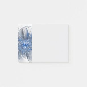 Abstracte blauwgrijze aquarel fractale kunst bloem post-it® notes