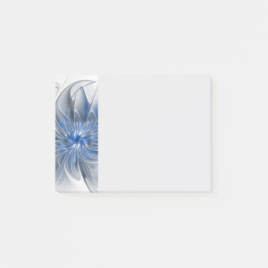 Abstracte blauwgrijze aquarel fractale kunst bloem post-it® notes (Voorkant)