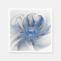 Abstracte blauwgrijze aquarel fractale kunst bloem