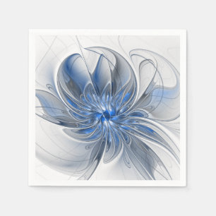 Abstracte blauwgrijze aquarel fractale kunst bloem servet