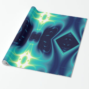 ABSTRACTE BLAUWGROEN BLAUWE LICHTWAVELS EN ZWELLEN CADEAUPAPIER