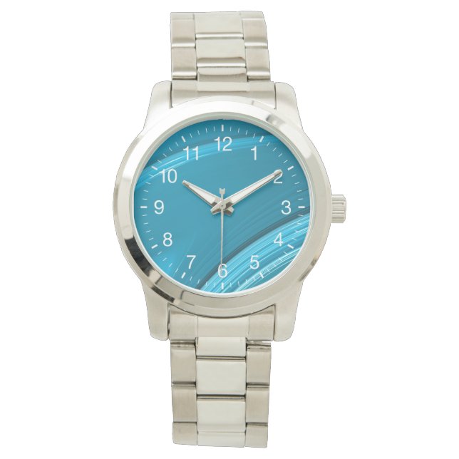 Abstracte Blauwgroen blauwe rode witte cijfers Horloge (Voorkant)