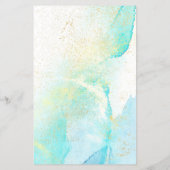 Abstracte Blauwgroen blauwe Waterverf met Faux Gol Flyer (Achterkant)