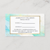 Abstracte Blauwgroen Blauwe Waterverf Verwijzing Visitekaartje (Achterkant)