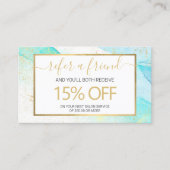 Abstracte Blauwgroen Blauwe Waterverf Verwijzing Visitekaartje (Voorkant)