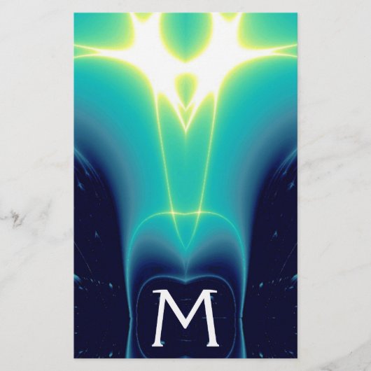 ABSTRACTE BLAUWGROEN BLUE TURQUOISE LICHTWAVELMONO BRIEFPAPIER (Voorkant)