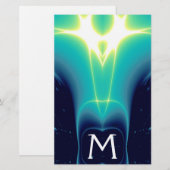 ABSTRACTE BLAUWGROEN BLUE TURQUOISE LICHTWAVELMONO BRIEFPAPIER (Voorkant / Achterkant)