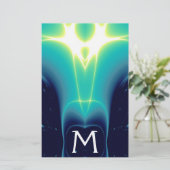 ABSTRACTE BLAUWGROEN BLUE TURQUOISE LICHTWAVELMONO BRIEFPAPIER (Staand voorkant)