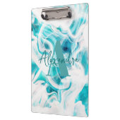 Abstracte Blauwgroen Chic White Liquid Paint Scrip Klembord (Links)