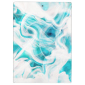 Abstracte Blauwgroen Chic White Liquid Paint Scrip Klembord (Achterkant)