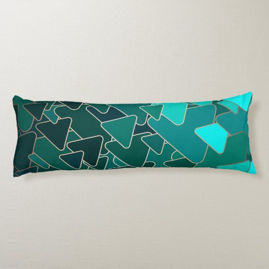 Abstracte Blauwgroen driehoek Lichaamskussen (Achterkant)