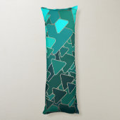 Abstracte Blauwgroen driehoek Lichaamskussen (Achterkant (Verticaal))