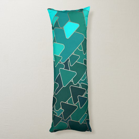 Abstracte Blauwgroen driehoek Lichaamskussen (Achterkant (Verticaal))