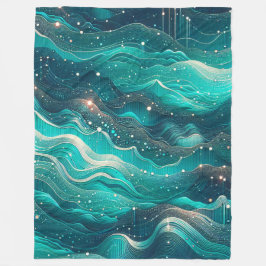 abstracte Blauwgroen en blauwe watergolven Fleece Deken