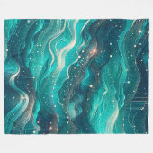 abstracte Blauwgroen en blauwe watergolven Fleece Deken (Voorkant (Horizontaal))