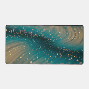 Abstracte Blauwgroen en Gouden Deeltjesgolf Desk M Bureaumat