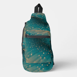 Abstracte Blauwgroen en gouden deeltjesgolf Sling Bag
