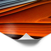 Abstracte Blauwgroen en Oranje golven Perfect Poster (Hoek)