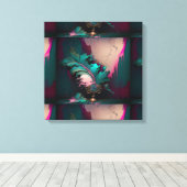 Abstracte Blauwgroen en roze barst Canvas Afdruk (Insitu (Houten vloer))