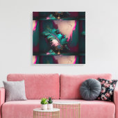 Abstracte Blauwgroen en roze barst Canvas Afdruk (Insitu (Woonkamer))