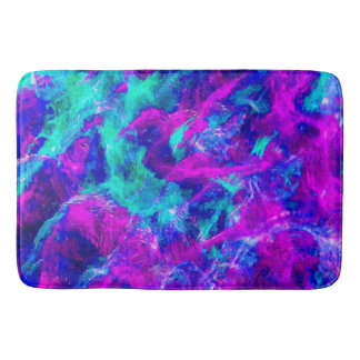 Abstracte Blauwgroen en roze vlammen Badmat