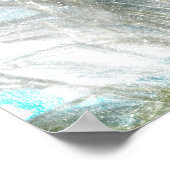 Abstracte Blauwgroen en witte doezelverf Poster (Hoek)