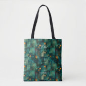 Abstracte Blauwgroen gepersonaliseerde Canvas tas (Voorkant)