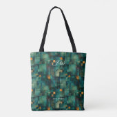 Abstracte Blauwgroen gepersonaliseerde Canvas tas (Achterkant)