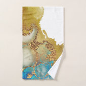 Abstracte Blauwgroen Gold Agate Waterverf Bad Handdoek (Handdoek)