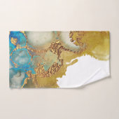 Abstracte Blauwgroen Gold Agate Waterverf Bad Handdoek (Handdoek)