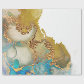 Abstracte Blauwgroen Gold Agate Waterverf Cadeaupapier (Vlak)