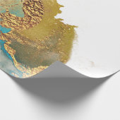 Abstracte Blauwgroen Gold Agate Waterverf Cadeaupapier (Hoek)