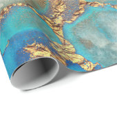 Abstracte Blauwgroen Gold Agate Waterverf Cadeaupapier (Rol Hoek)