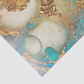 Abstracte Blauwgroen Gold Agate Waterverf Tissuepapier (Detail)