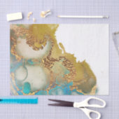 Abstracte Blauwgroen Gold Agate Waterverf Tissuepapier (Craft)