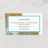 Abstracte Blauwgroen Gold Agate Waterverf Visitekaartje (Achterkant)