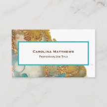 Abstracte Blauwgroen Gold Agate Waterverf