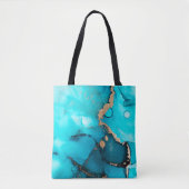 Abstracte Blauwgroen Gold Alcohol Ink Originele Ku Tote Bag (Voorkant)