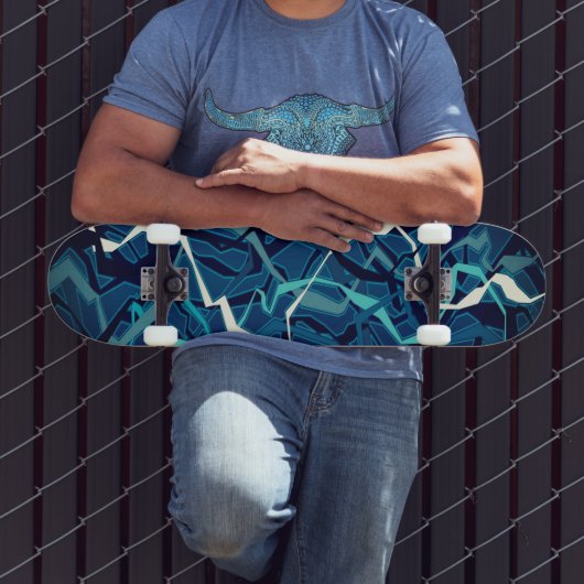 Abstracte Blauwgroen golf Persoonlijk Skateboard (Buiten 3)