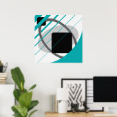 Abstracte Blauwgroen grijze off-White zwarte AP000 Poster (Thuiskantoor)