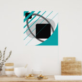Abstracte Blauwgroen grijze off-White zwarte AP000 Poster (Keuken)