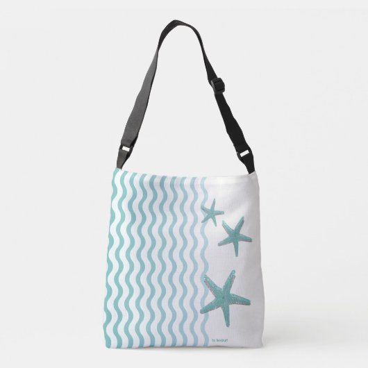 Abstracte Blauwgroen kust met zeesterren Tas (Achterkant)