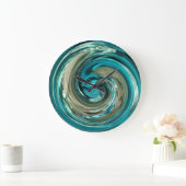 Abstracte Blauwgroen N Gold Dolphin Swirl-klok Grote Klok (Huis)
