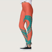 Abstracte Blauwgroen Octopus Tentacles Leggings (Links)