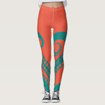 Abstracte Blauwgroen Octopus Tentacles Leggings